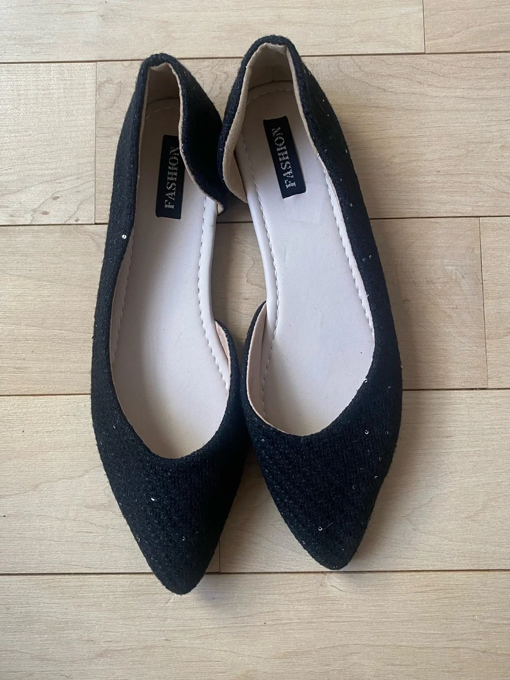 Black Pointed Toe D'Orsay Flats Size 9